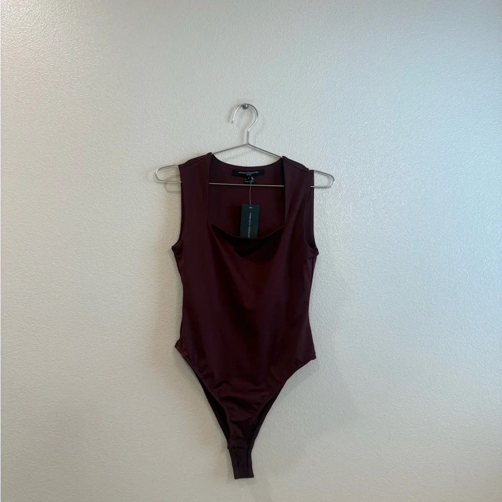 Burgundy Flattering Fit Square Neck Bodysuit - Picture 2 of 7